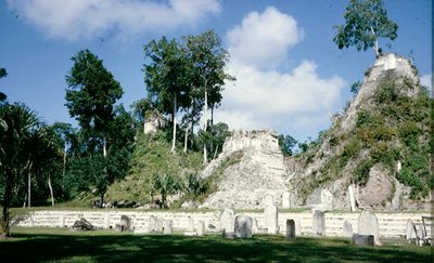 Cortile anteriore con stele e tumulo del tempio, c.100 a.C.-900 d.C. da Mayan